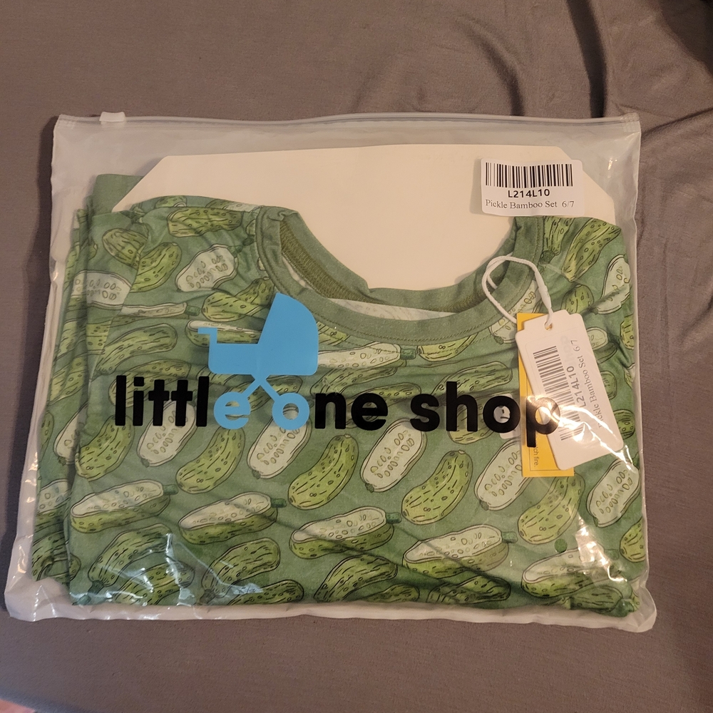 Little One Shop Green Pickle Print Kids Pajama Set